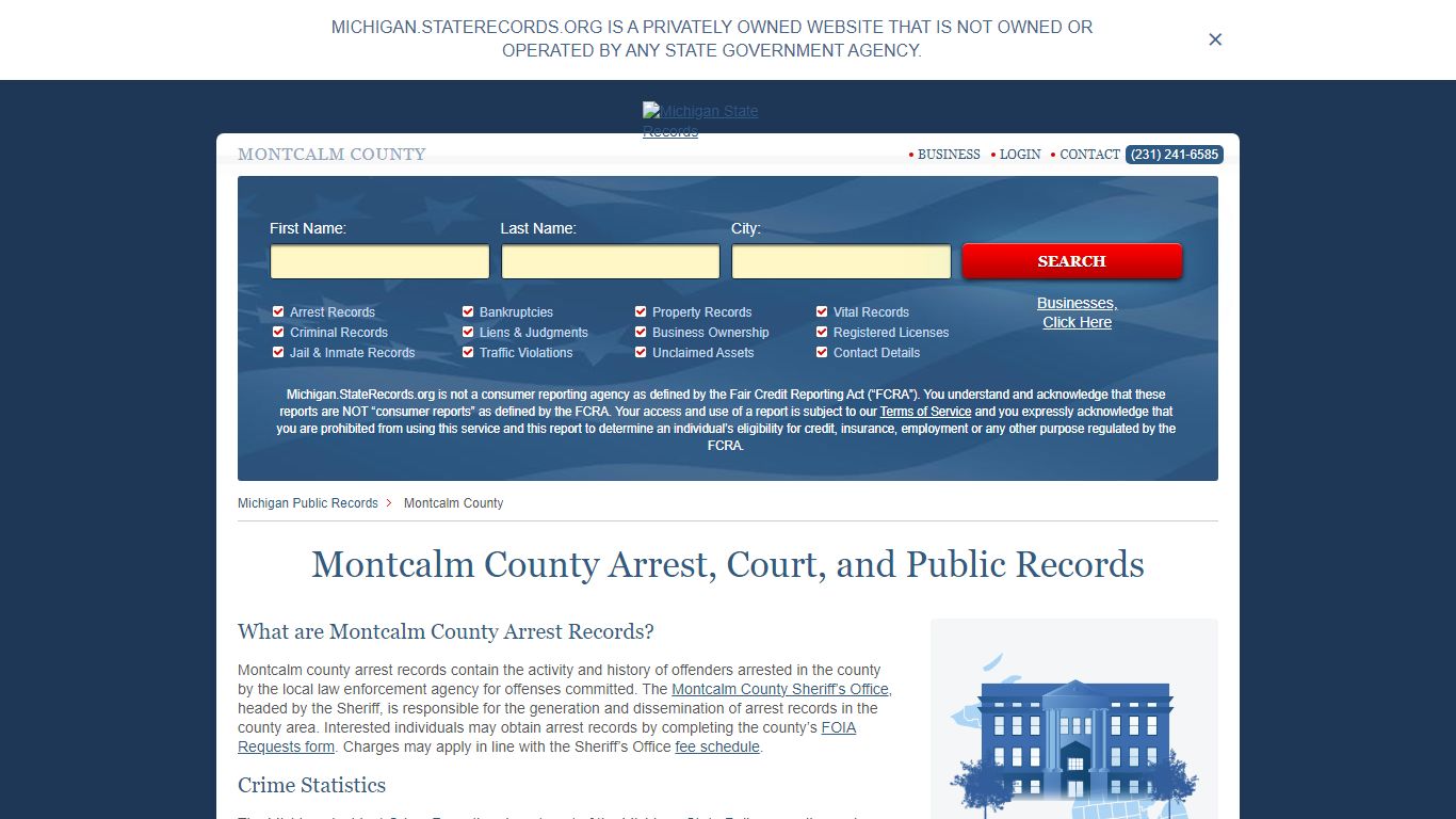 Montcalm County Arrest, Court, and Public Records