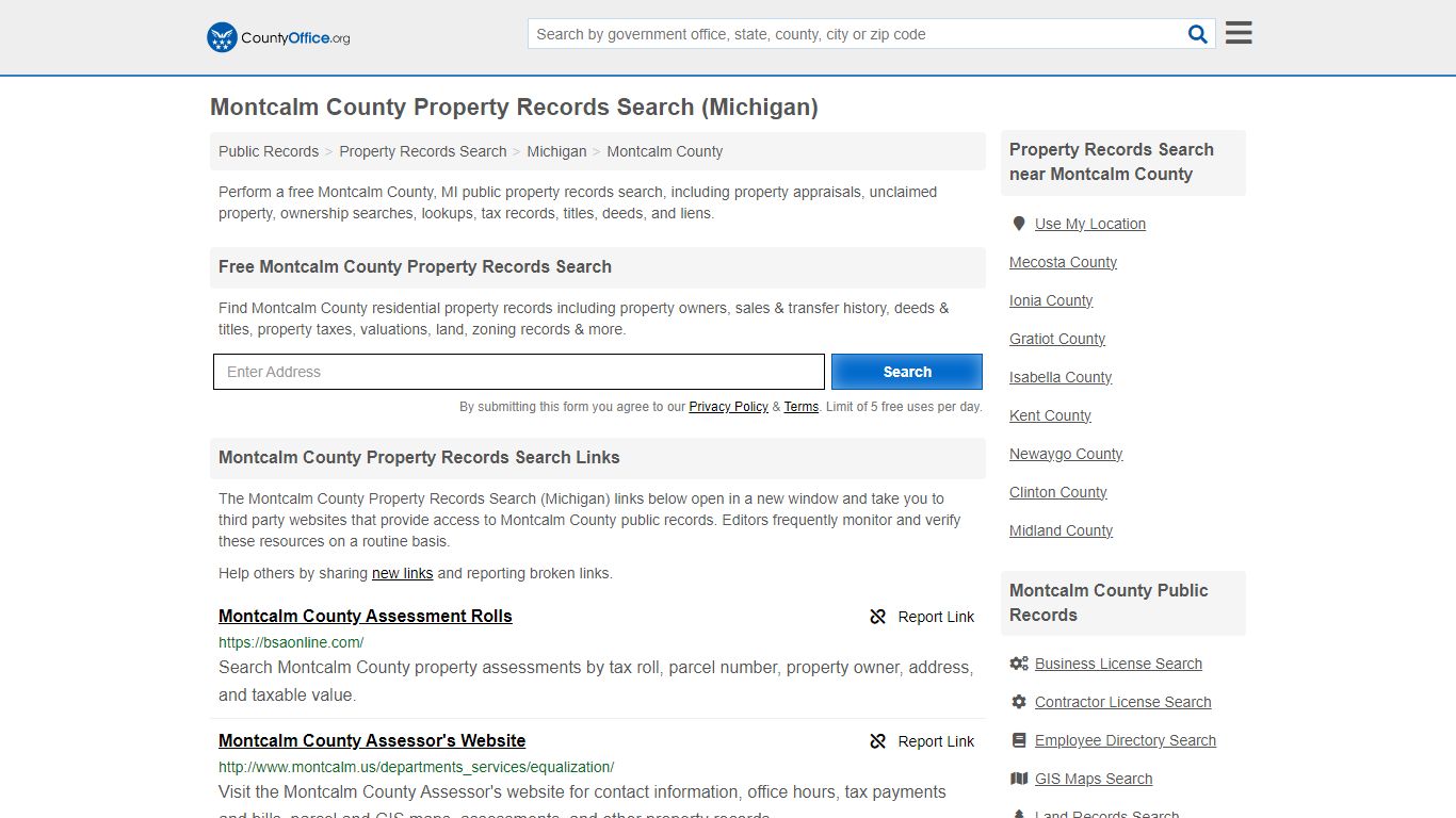 Montcalm County Property Records Search (Michigan) - County Office